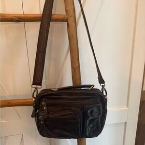 Vintage DRIFT Leather Dark Brown Shoulder Crossbody Bag